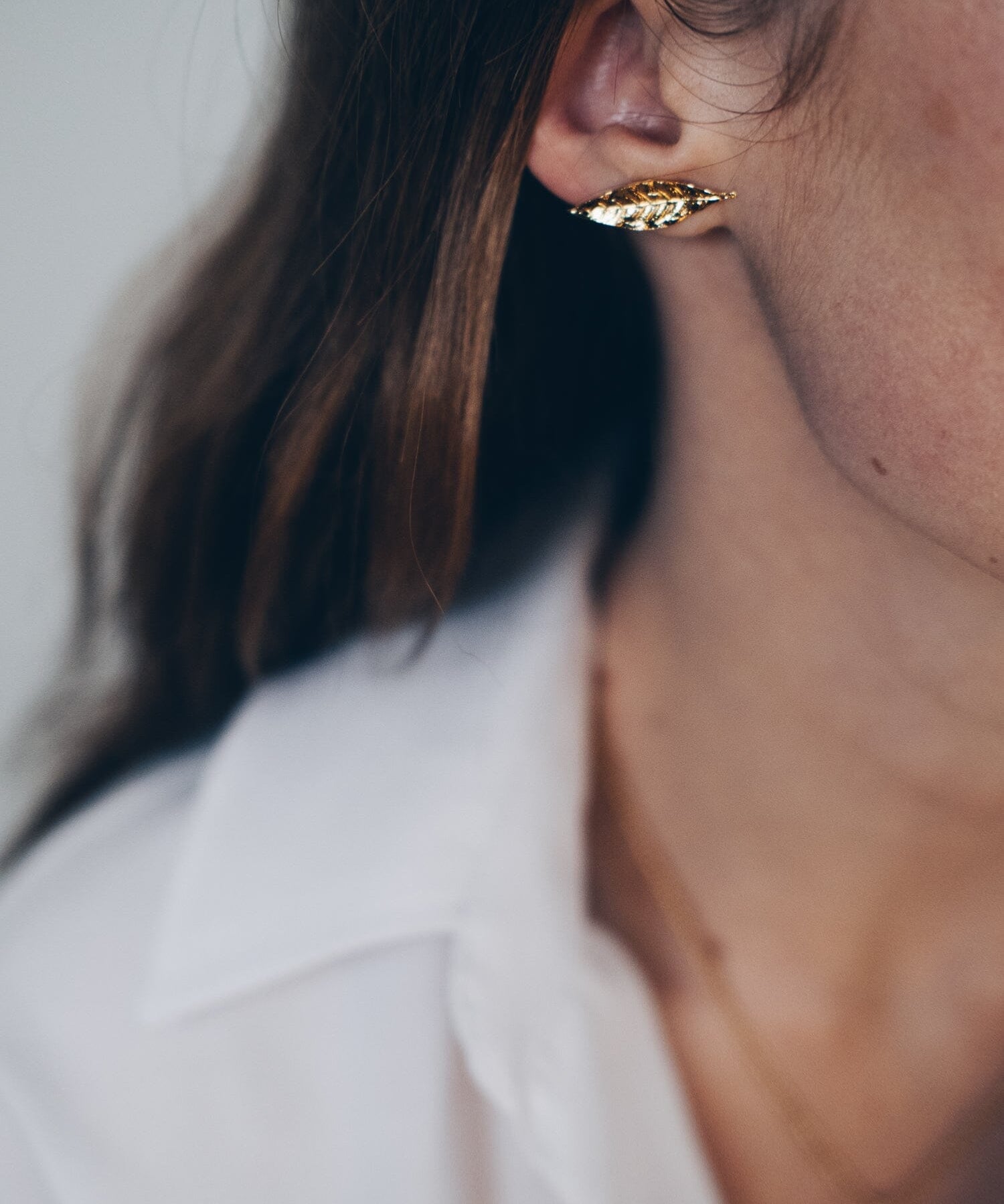 Boucles d'Oreilles Puces Thalie Or Feuilles Boucles d'Oreilles Monsieur Simone