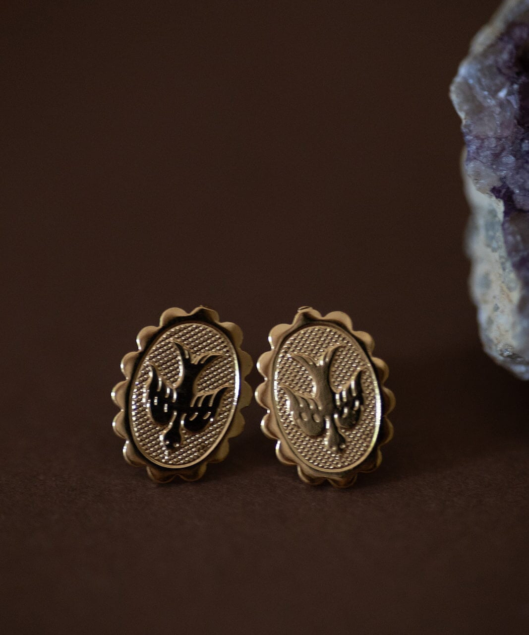 Boucles d'Oreilles Puces Thémis Colombes Or Boucles d'Oreilles Monsieur Simone