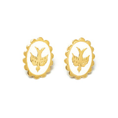 Boucles d'Oreilles Puces Thémis Colombes Or Ivoire Boucles d'Oreilles Monsieur Simone