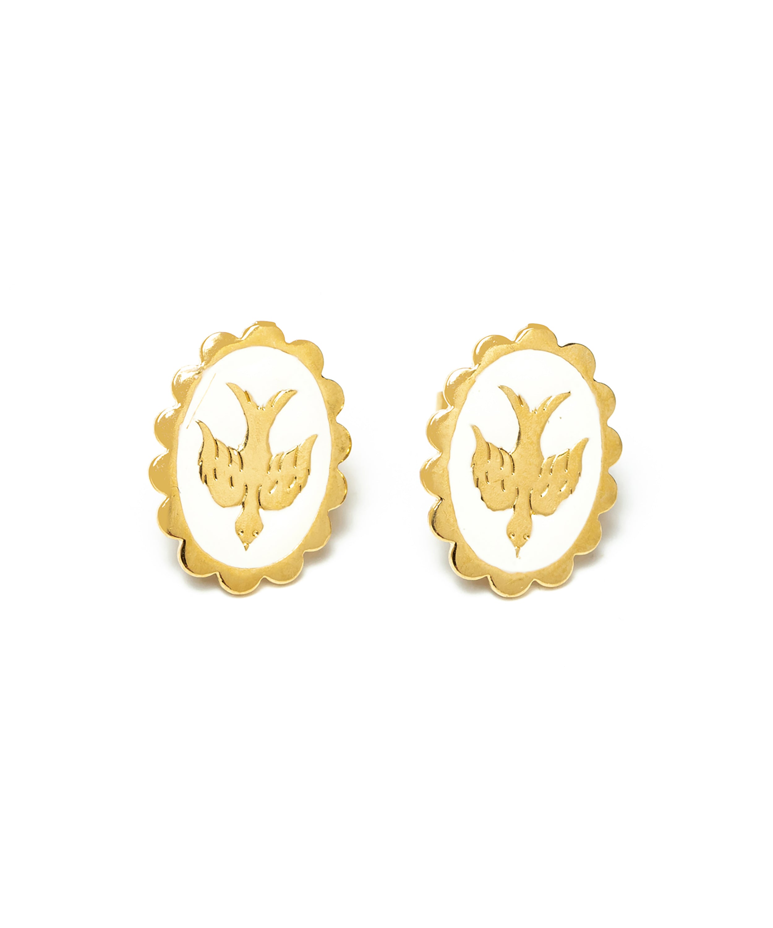 Boucles d'Oreilles Puces Thémis Colombes Or Ivoire Boucles d'Oreilles Monsieur Simone
