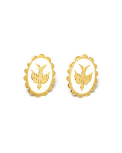 Boucles d'Oreilles Puces Thémis Colombes Or Ivoire Boucles d'Oreilles Monsieur Simone