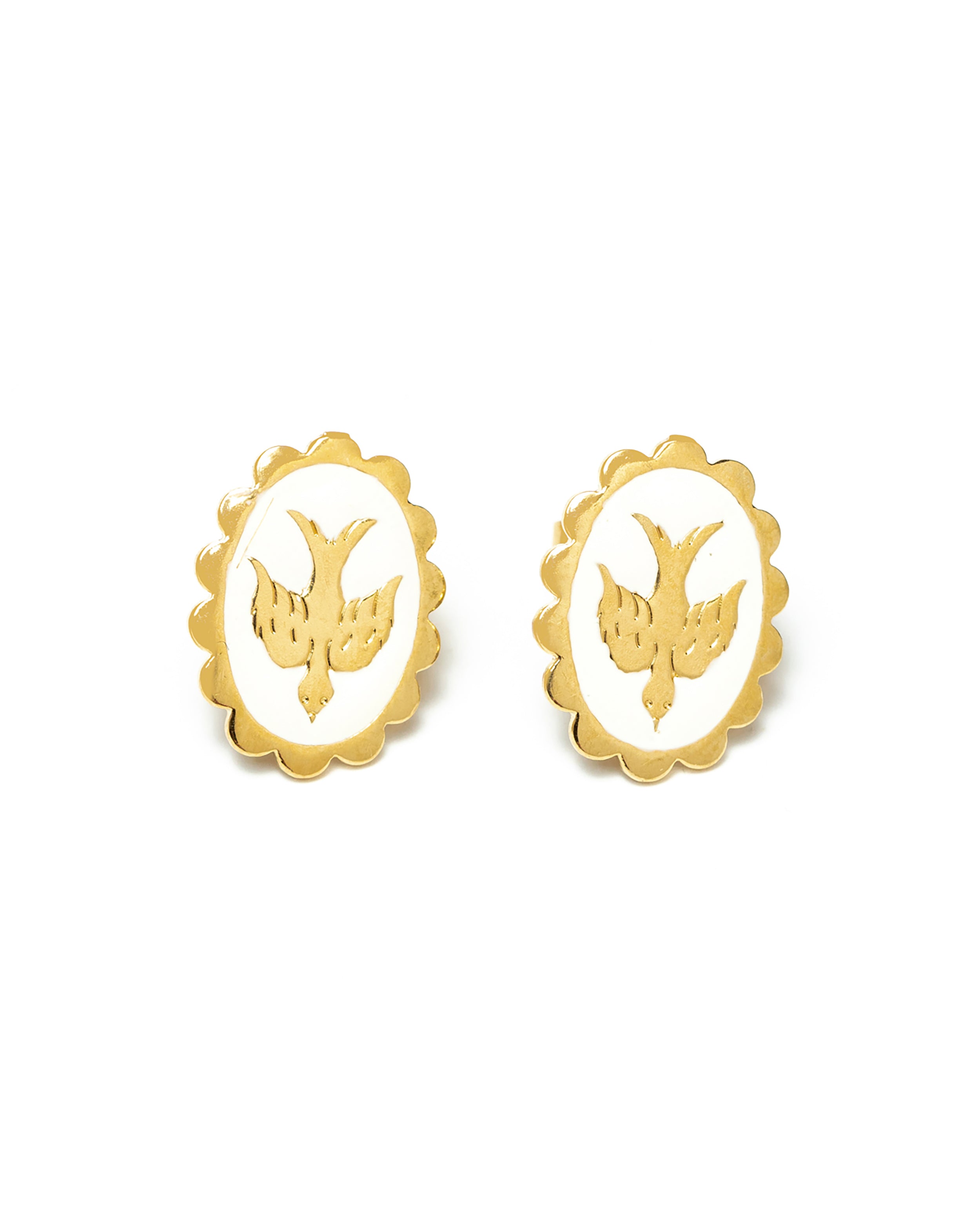 Boucles d'Oreilles Puces Thémis Colombes Or Ivoire Boucles d'Oreilles Monsieur Simone