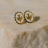 Boucles d'Oreilles Puces Thémis Colombes Or Ivoire Boucles d'Oreilles Monsieur Simone