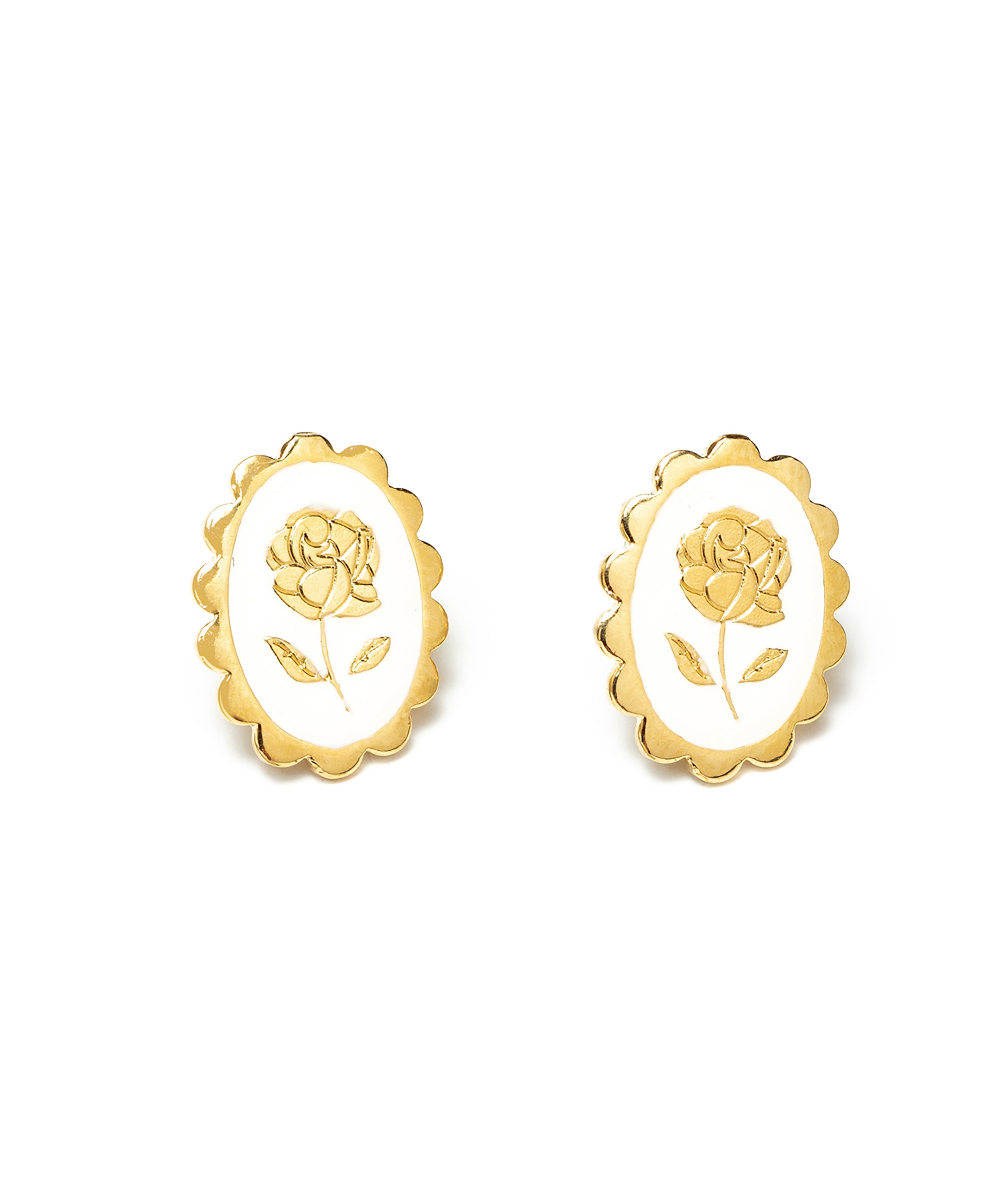 Boucles d'Oreilles Puces Thémis Fleurs Or Ivoire Boucles d'Oreilles Monsieur Simone