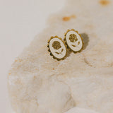 Boucles d'Oreilles Puces Thémis Fleurs Or Ivoire Boucles d'Oreilles Monsieur Simone