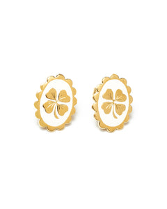 Boucles d'Oreilles Puces Thémis Trèfles Or Ivoire Boucles d'Oreilles Monsieur Simone