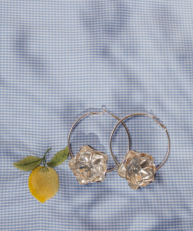 Créoles Aglaé Argent Fleur Boucles d'Oreilles Monsieur Simone