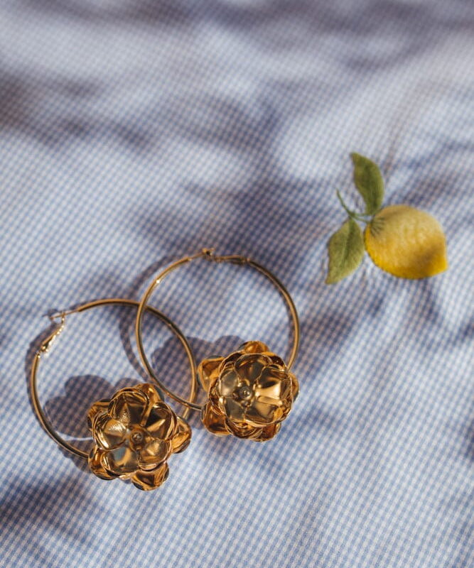 Créoles Aglaé Or Fleur Boucles d'Oreilles Monsieur Simone