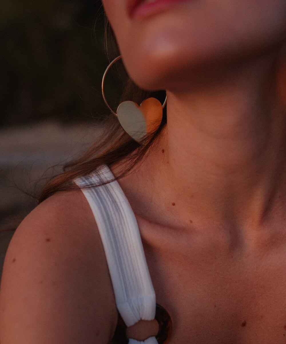 Créoles Aphrodite Or Coeur Boucles d'Oreilles Monsieur Simone