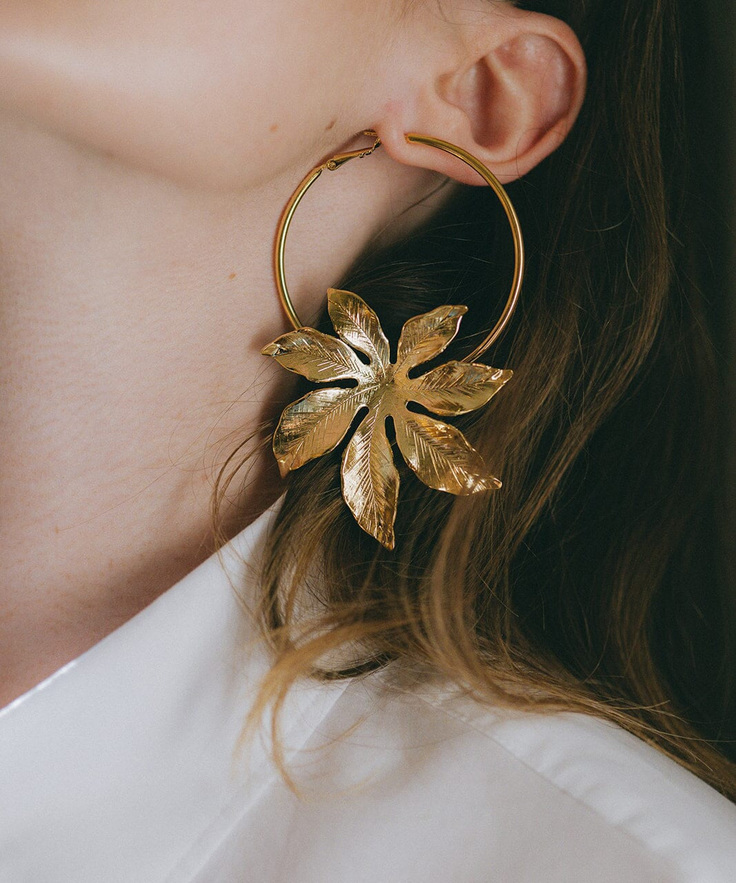 Créoles Chloris Argent Fleurs Boucles d'Oreilles Monsieur Simone