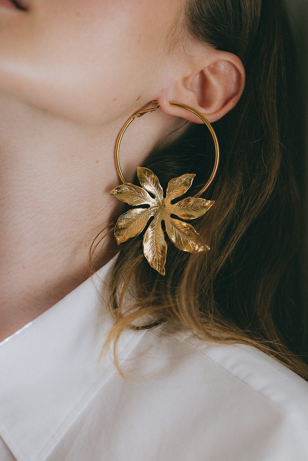 Créoles Chloris Argent Fleurs Boucles d'Oreilles Monsieur Simone