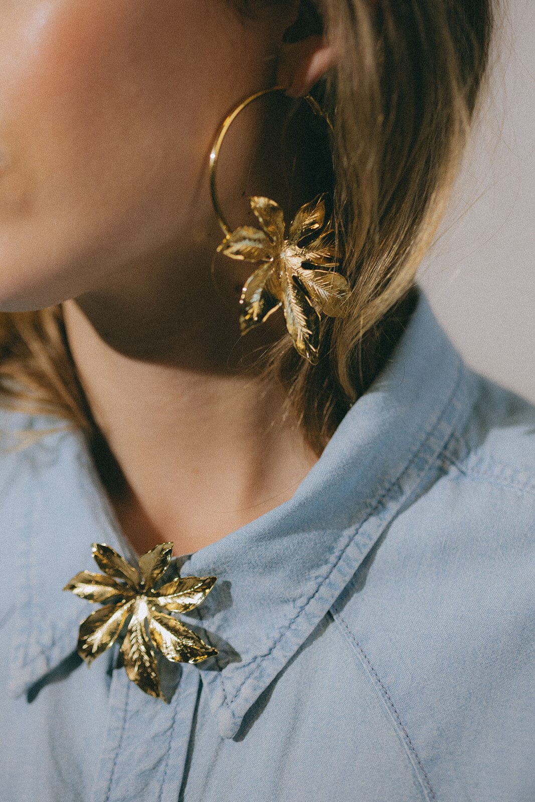 Créoles Chloris Argent Fleurs Boucles d'Oreilles Monsieur Simone