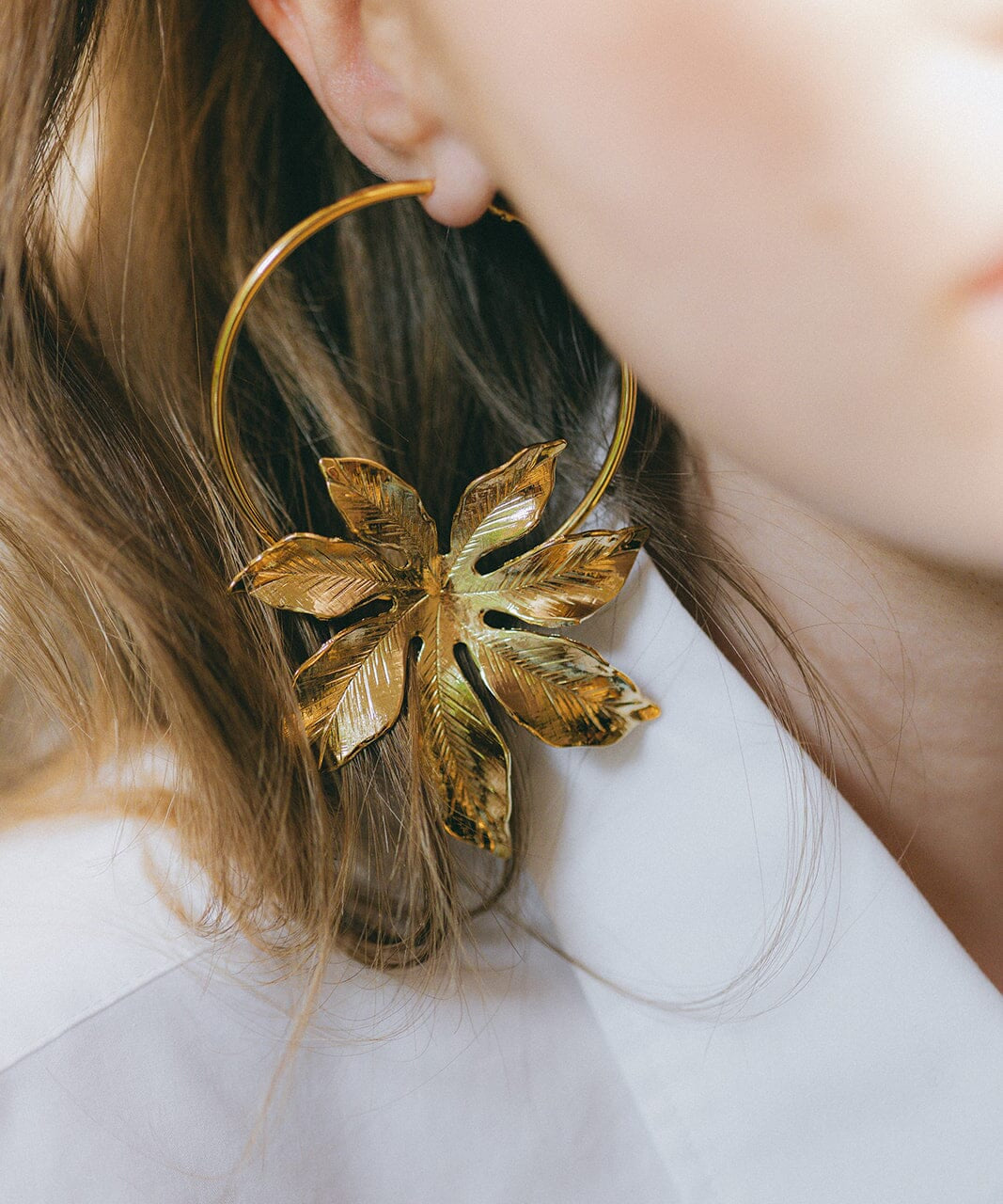 Créoles Chloris Argent Fleurs Boucles d'Oreilles Monsieur Simone