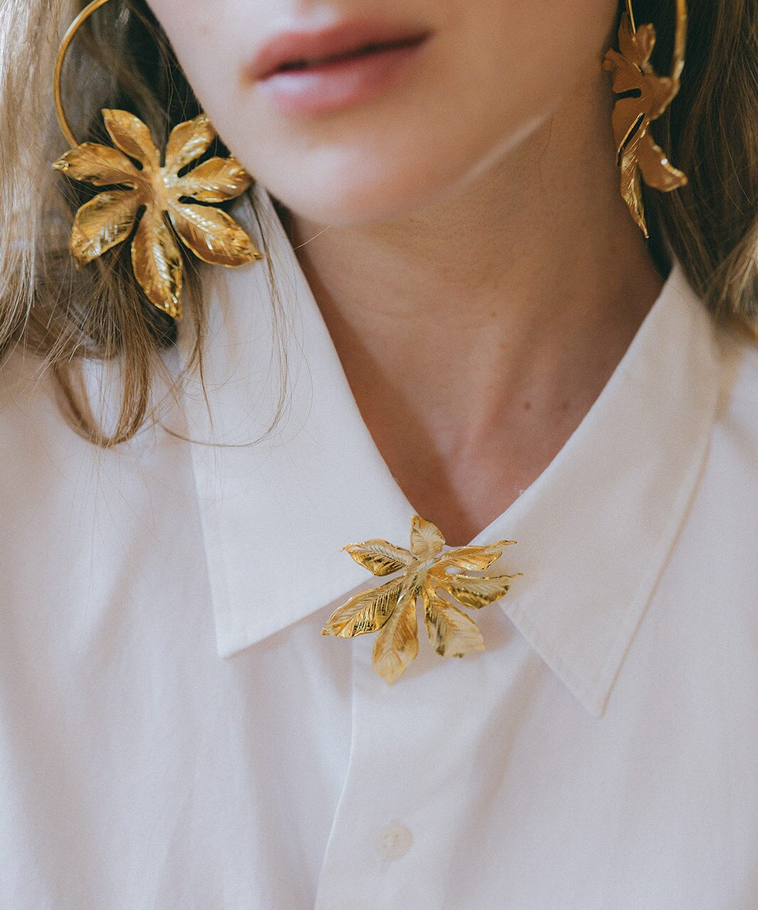 Créoles Chloris Or Fleurs Boucles d'Oreilles Monsieur Simone