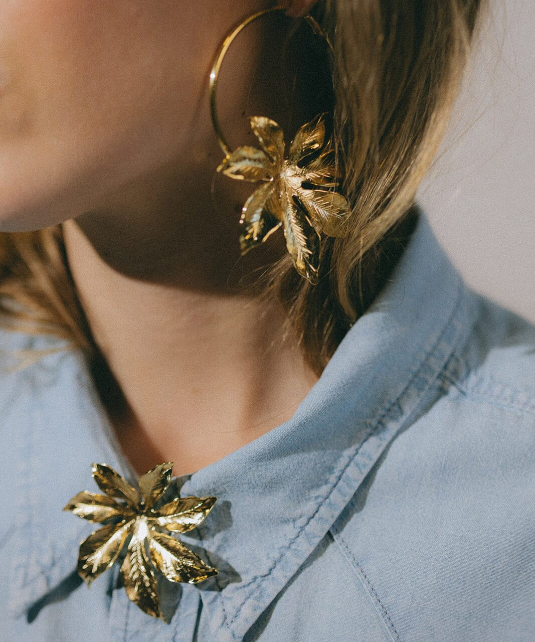 Créoles Chloris Or Fleurs Boucles d'Oreilles Monsieur Simone