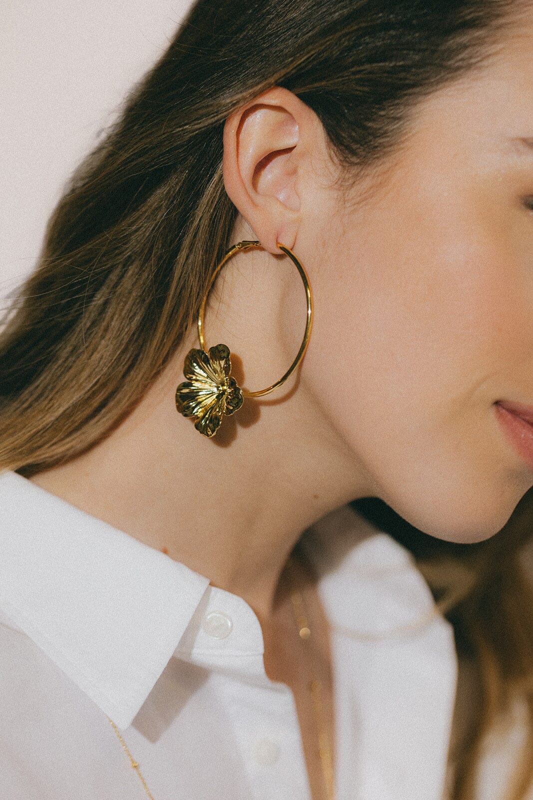 Créoles Gaïa Argent Fleurs Boucles d'Oreilles Monsieur Simone