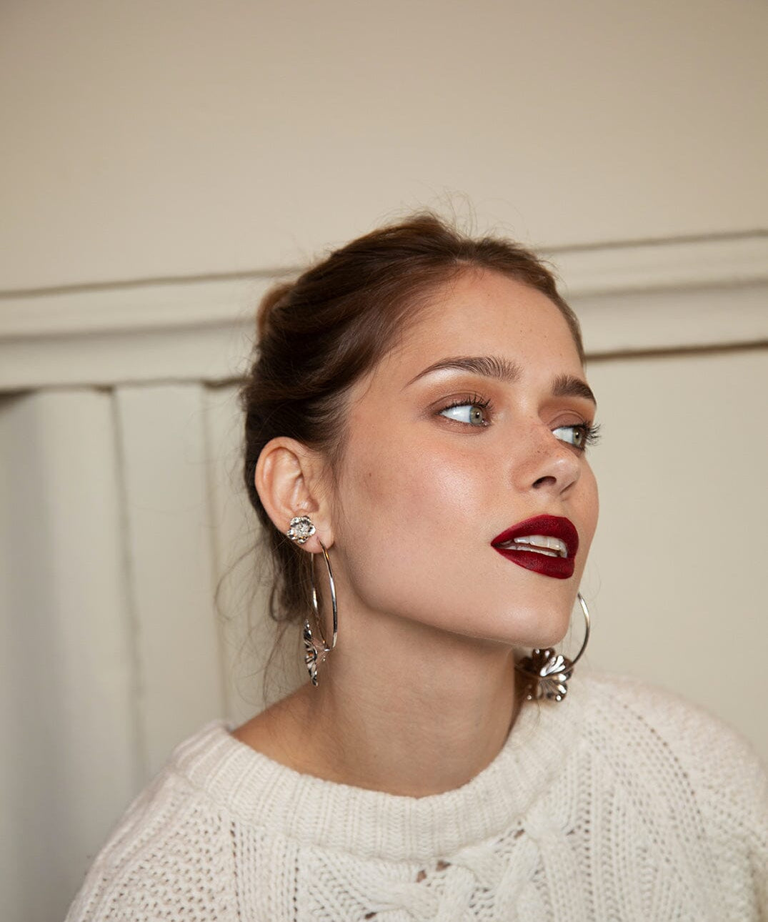 Créoles Gaïa Argent Fleurs Boucles d'Oreilles Monsieur Simone