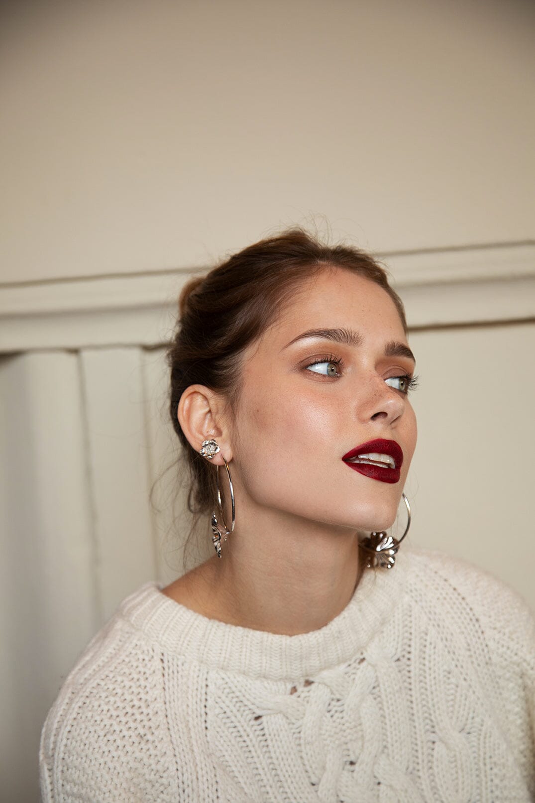 Créoles Gaïa Argent Fleurs Boucles d'Oreilles Monsieur Simone