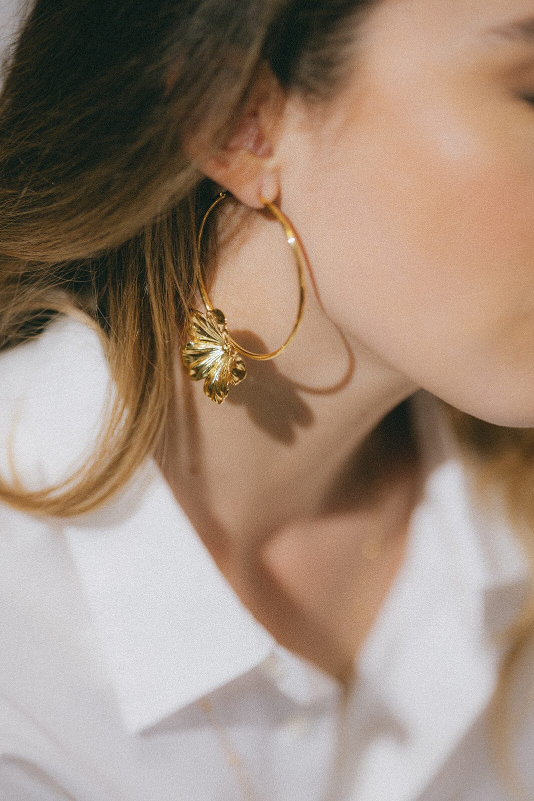 Créoles Gaïa Argent Fleurs Boucles d'Oreilles Monsieur Simone