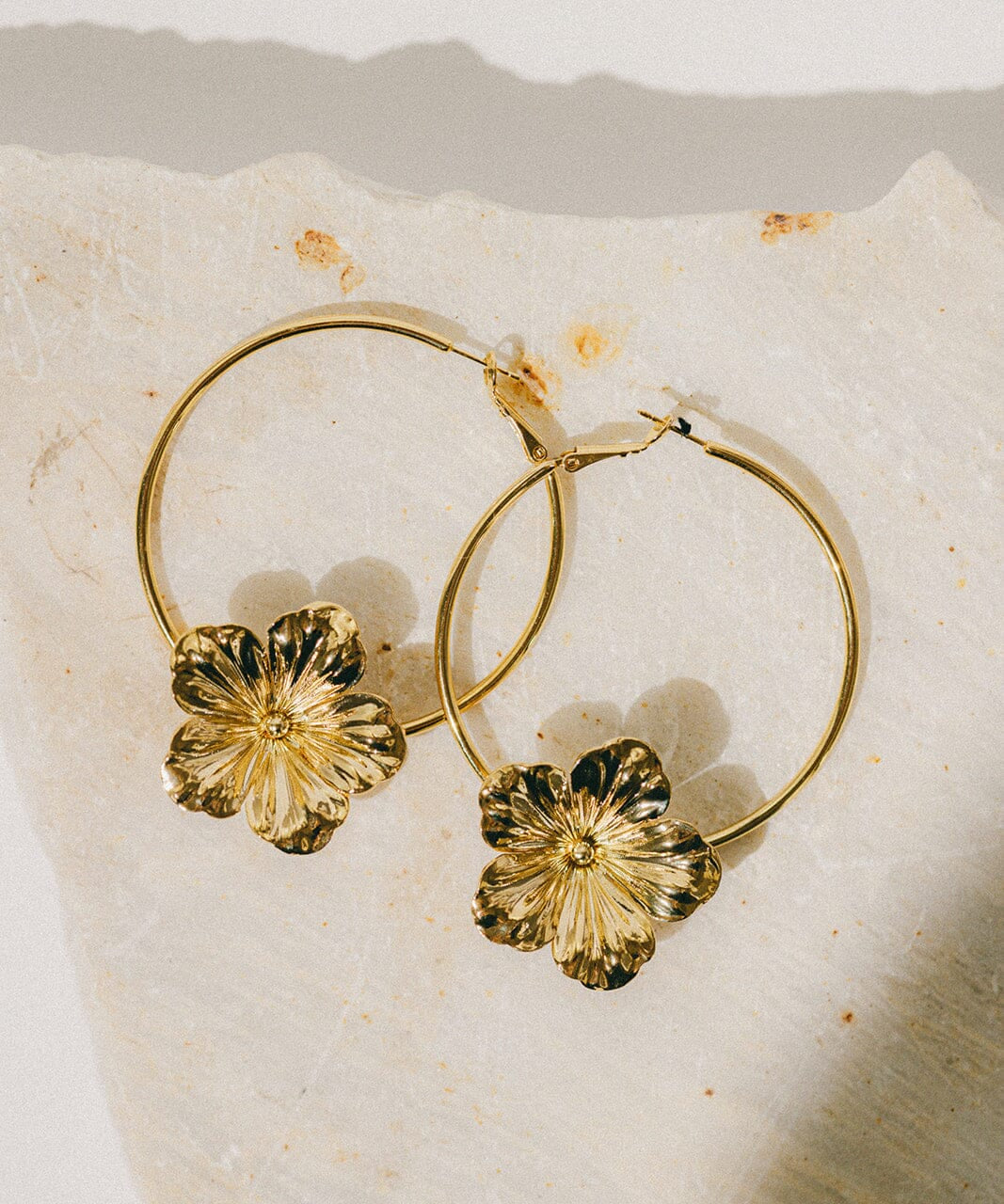 Créoles Gaïa Or Fleurs Boucles d'Oreilles Monsieur Simone