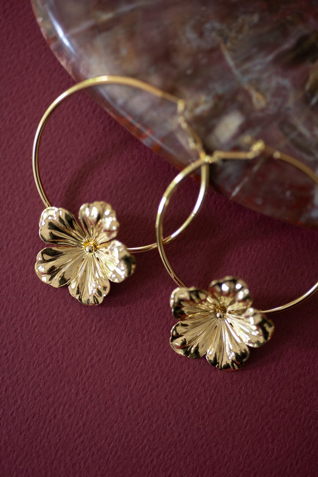 Créoles Gaïa Or Fleurs Boucles d'Oreilles Monsieur Simone