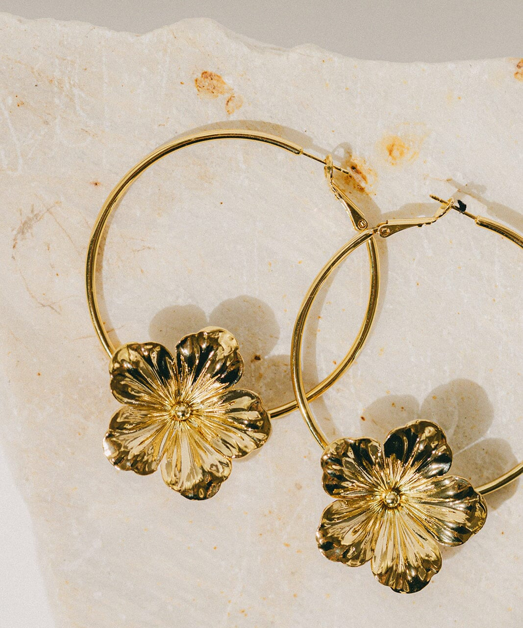 Créoles Gaïa Or Fleurs Boucles d'Oreilles Monsieur Simone