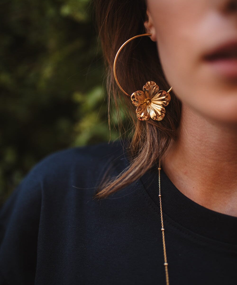 Créoles Gaïa Or Fleurs Boucles d'Oreilles Monsieur Simone