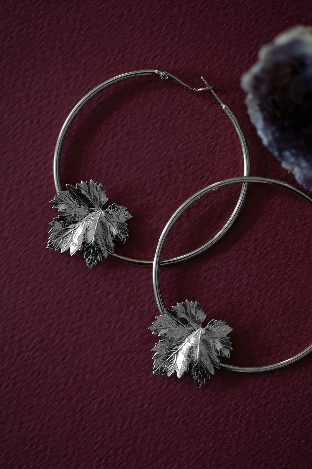 Créoles Héra Argent Feuilles Boucles d'Oreilles Monsieur Simone
