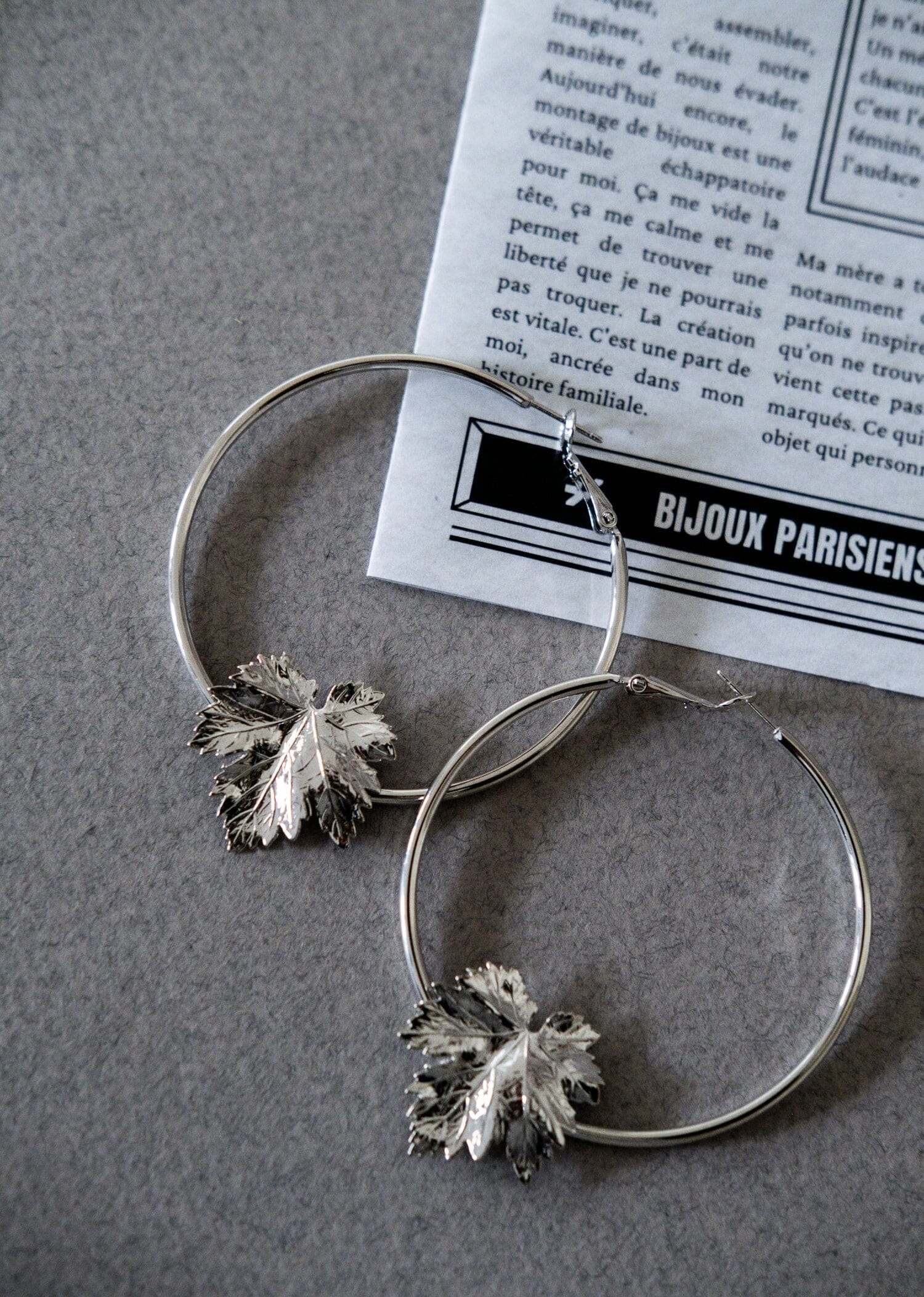 Créoles Héra Argent Feuilles Boucles d'Oreilles Monsieur Simone