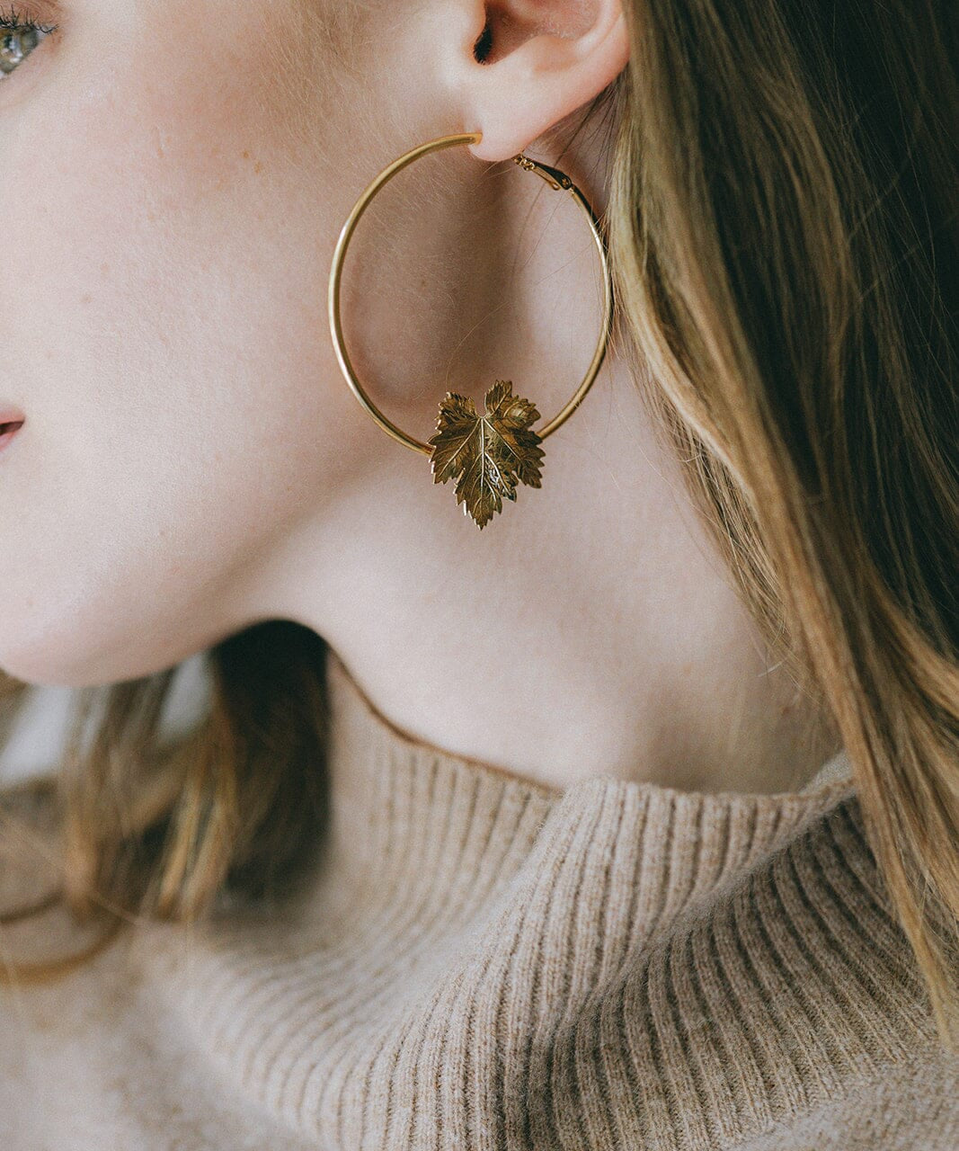 Créoles Héra Or Feuilles Boucles d'Oreilles Monsieur Simone