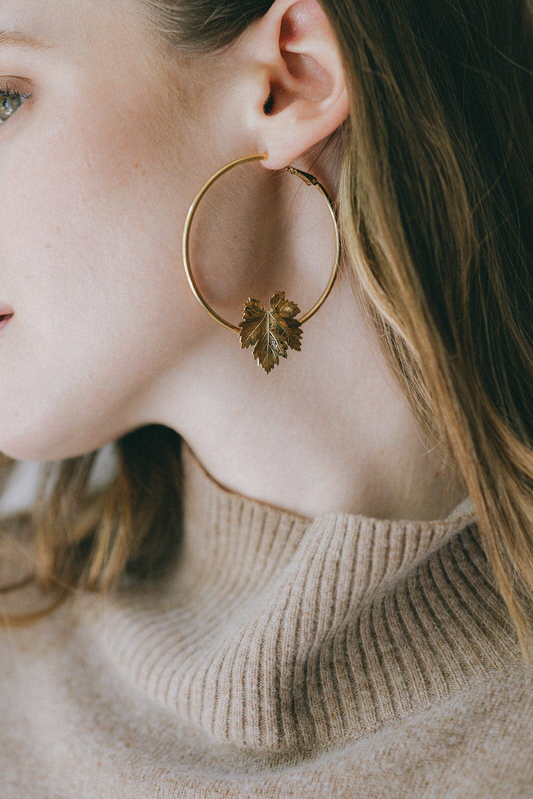 Créoles Héra Or Feuilles Boucles d'Oreilles Monsieur Simone