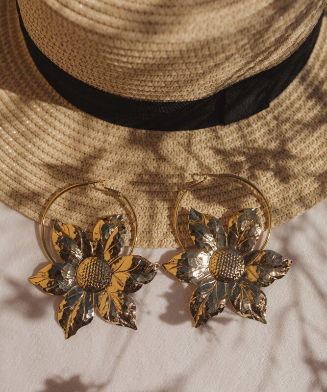 Créoles Hespéris Or Fleurs Boucles d'Oreilles Monsieur Simone
