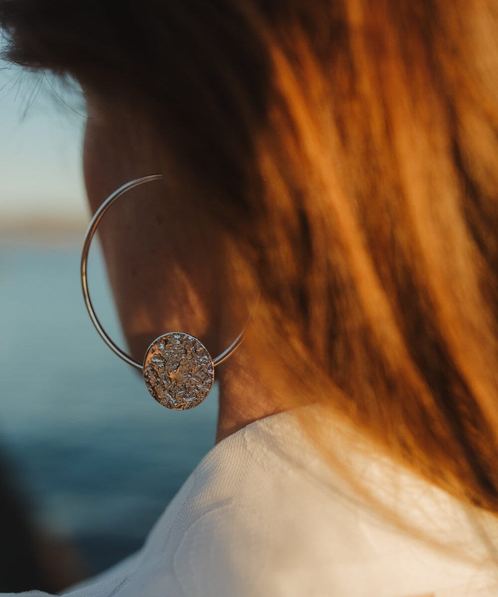 Créoles Hestia Argent Ronds Martelés Boucles d'Oreilles Monsieur Simone