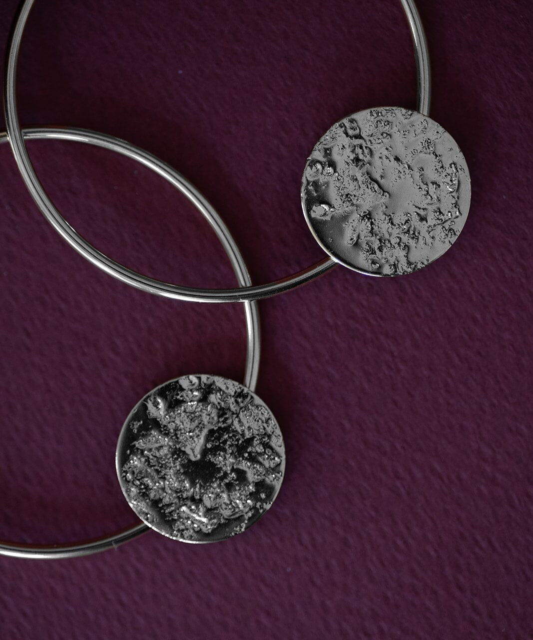 Créoles Hestia Argent Ronds Martelés Boucles d'Oreilles Monsieur Simone