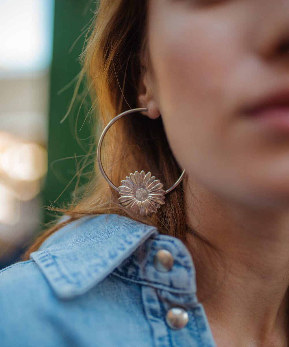 Créoles Maïa Argent Fleurs Boucles d'Oreilles Monsieur Simone