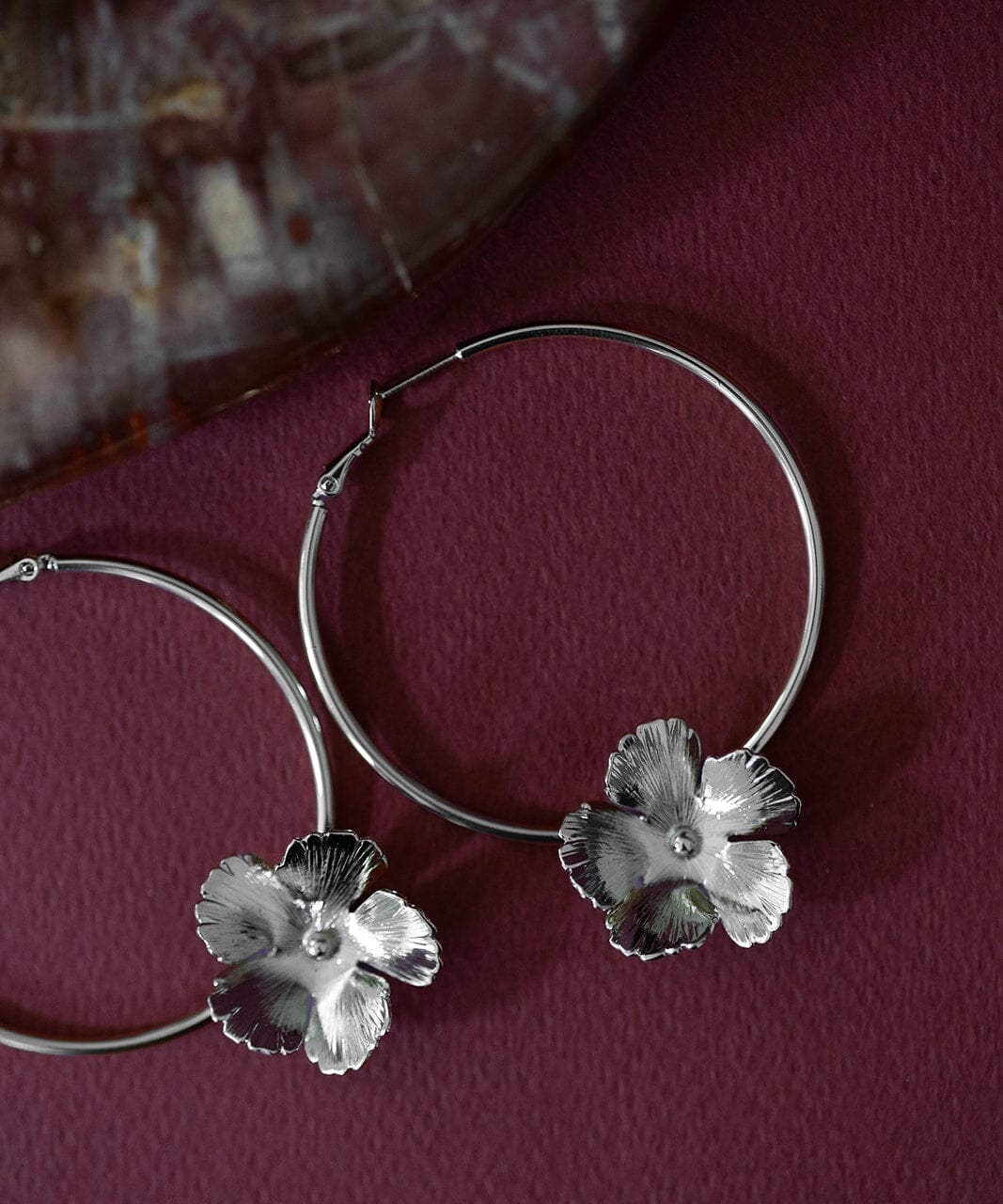 Créoles Orphée Argent Fleurs Boucles d'Oreilles Monsieur Simone
