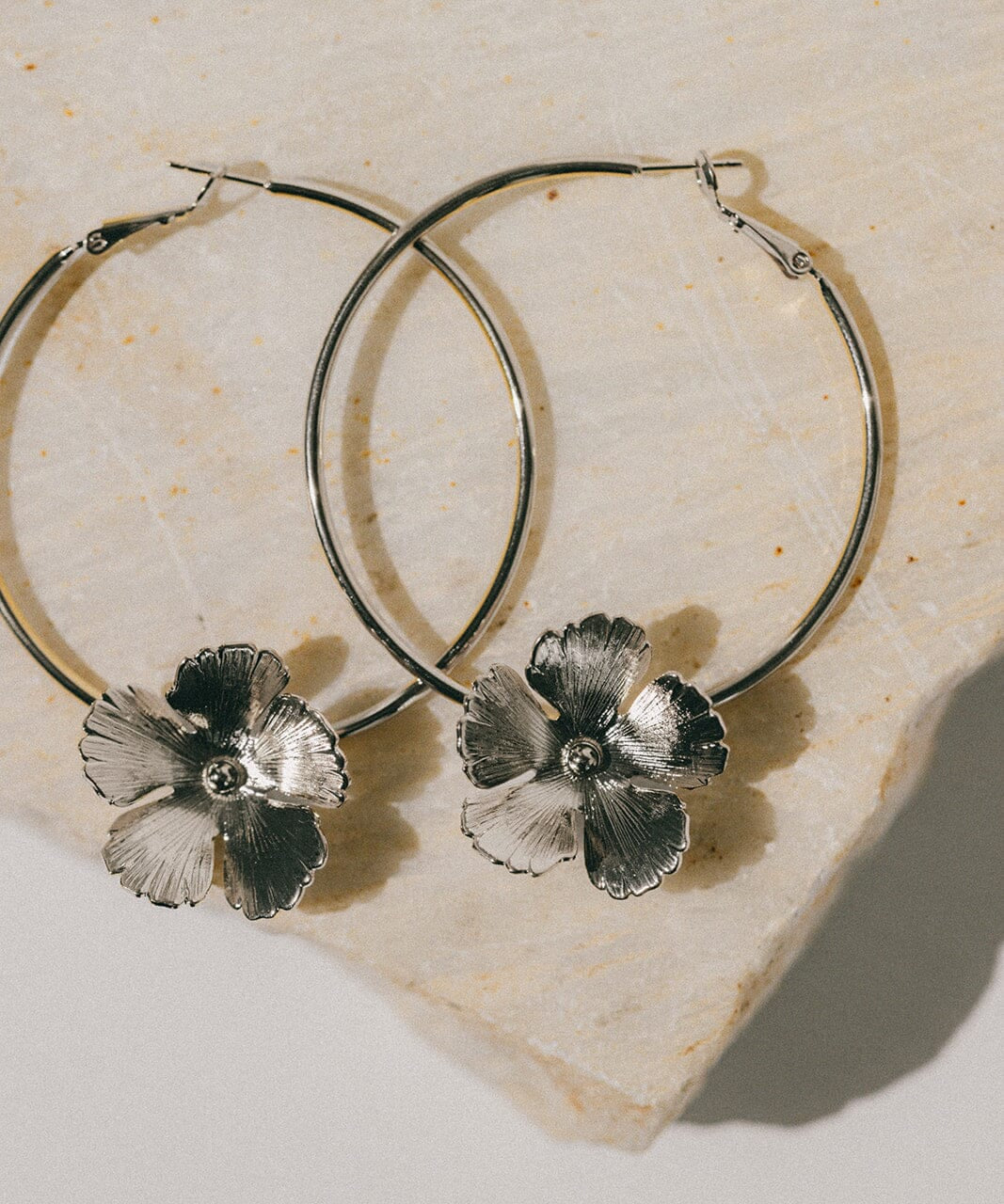 Créoles Orphée Argent Fleurs Boucles d'Oreilles Monsieur Simone