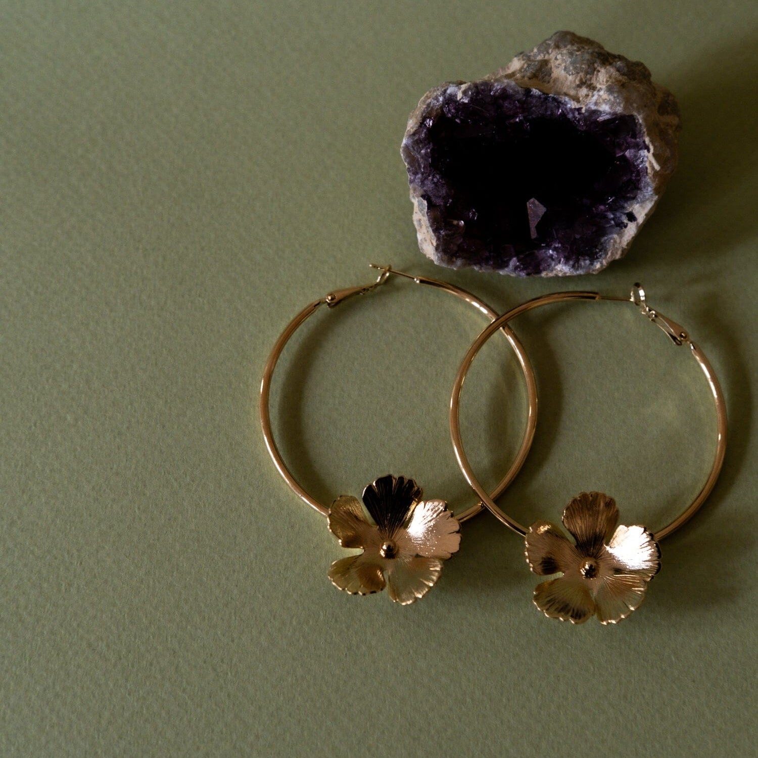 Créoles Orphée Or Fleurs Boucles d'Oreilles Monsieur Simone