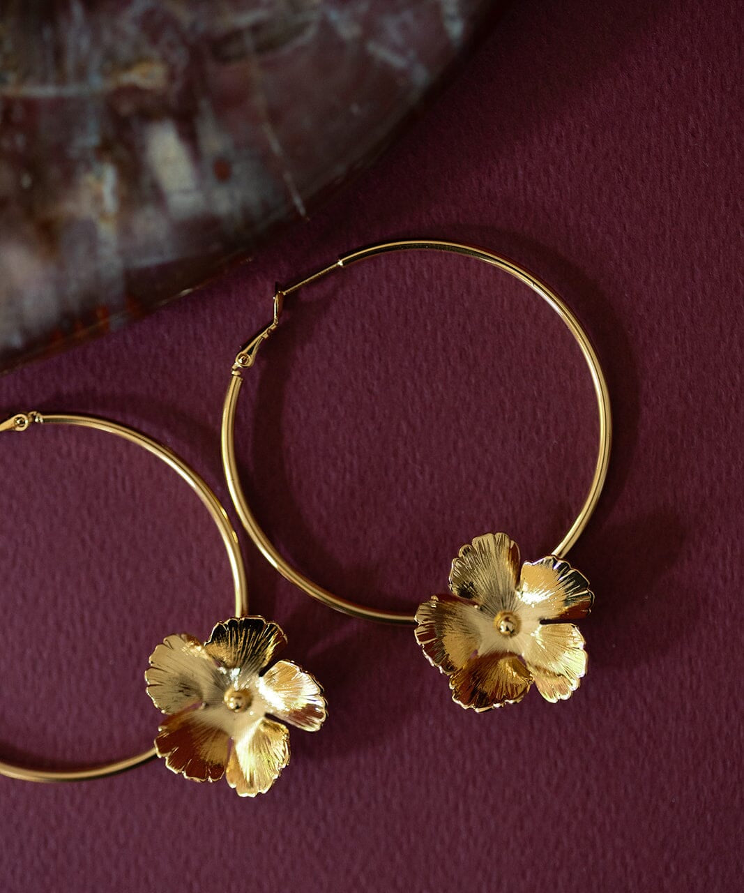 Créoles Orphée Or Fleurs Boucles d'Oreilles Monsieur Simone
