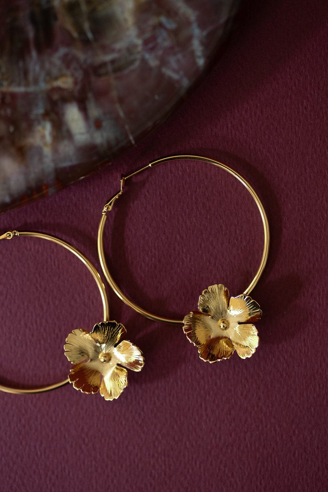 Créoles Orphée Or Fleurs Boucles d'Oreilles Monsieur Simone