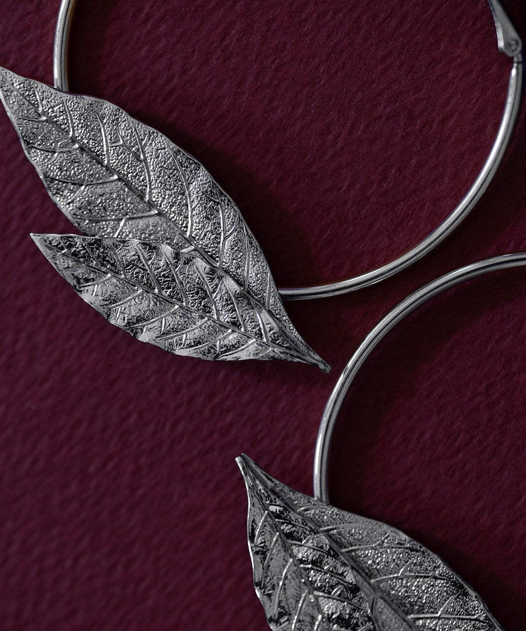 Créoles Thalie Argent Feuilles Boucles d'Oreilles Monsieur Simone