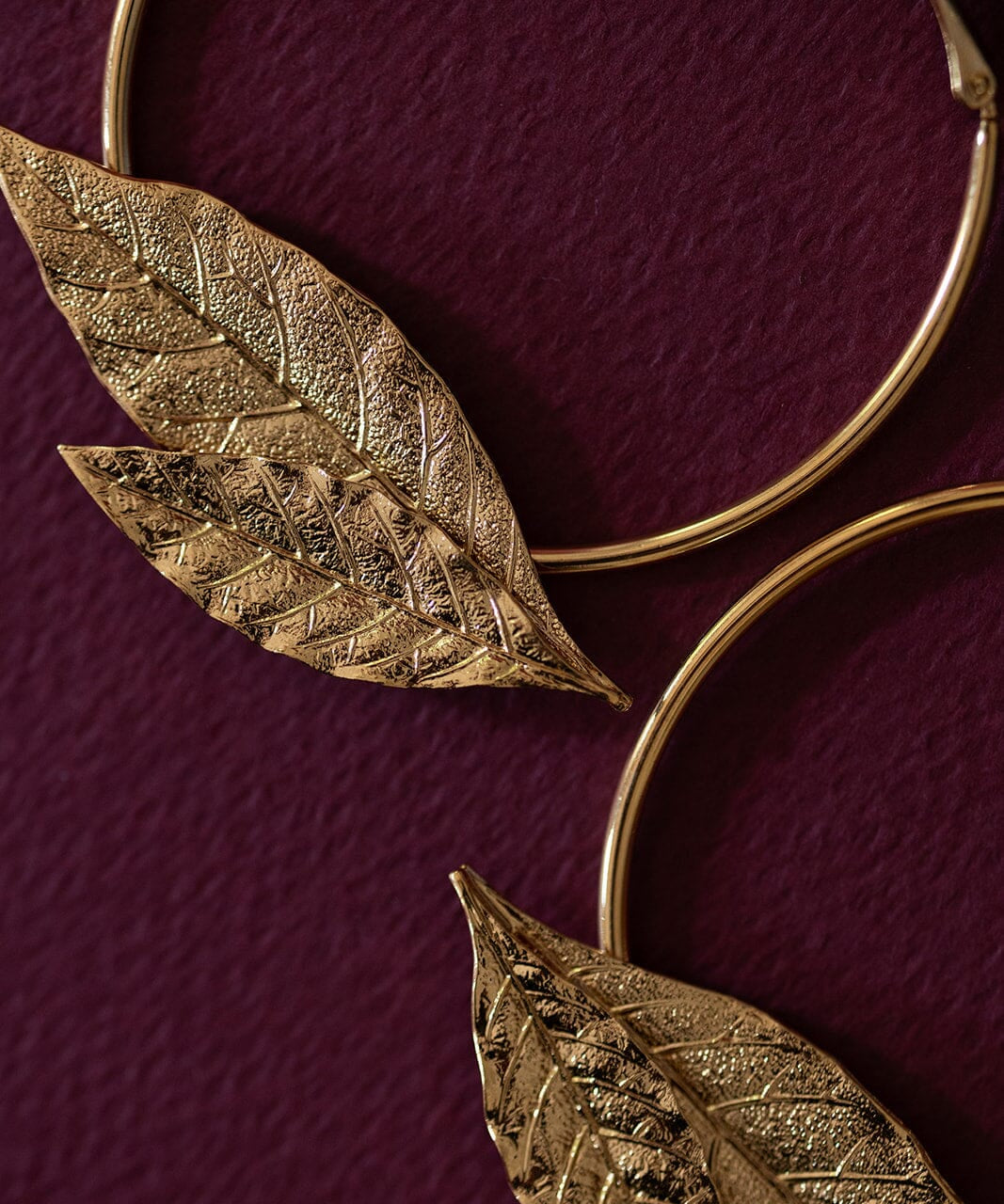 Créoles Thalie Or Feuilles Boucles d'Oreilles Monsieur Simone