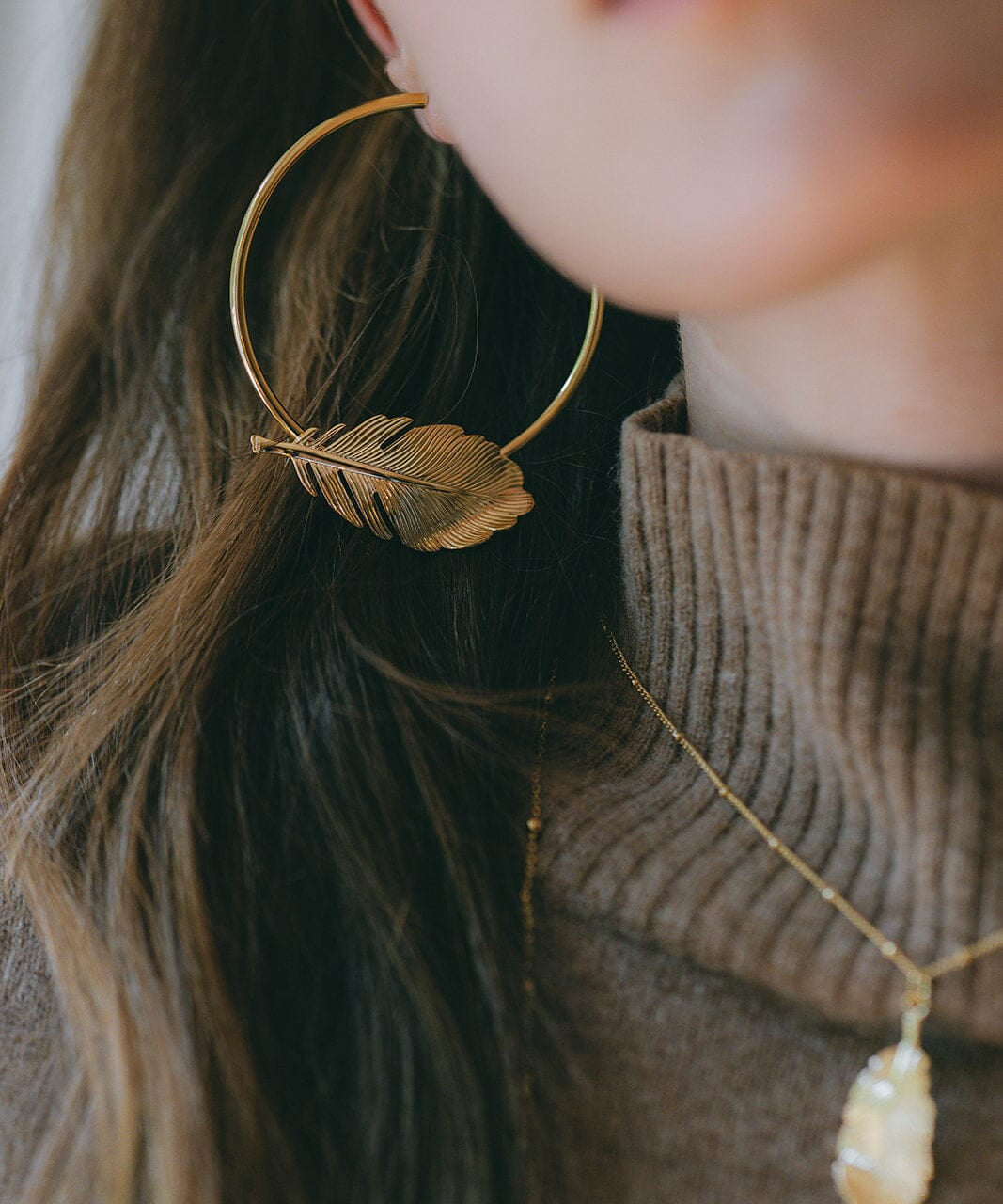 Créoles Zéphyr Argent Feuilles Boucles d'Oreilles Monsieur Simone