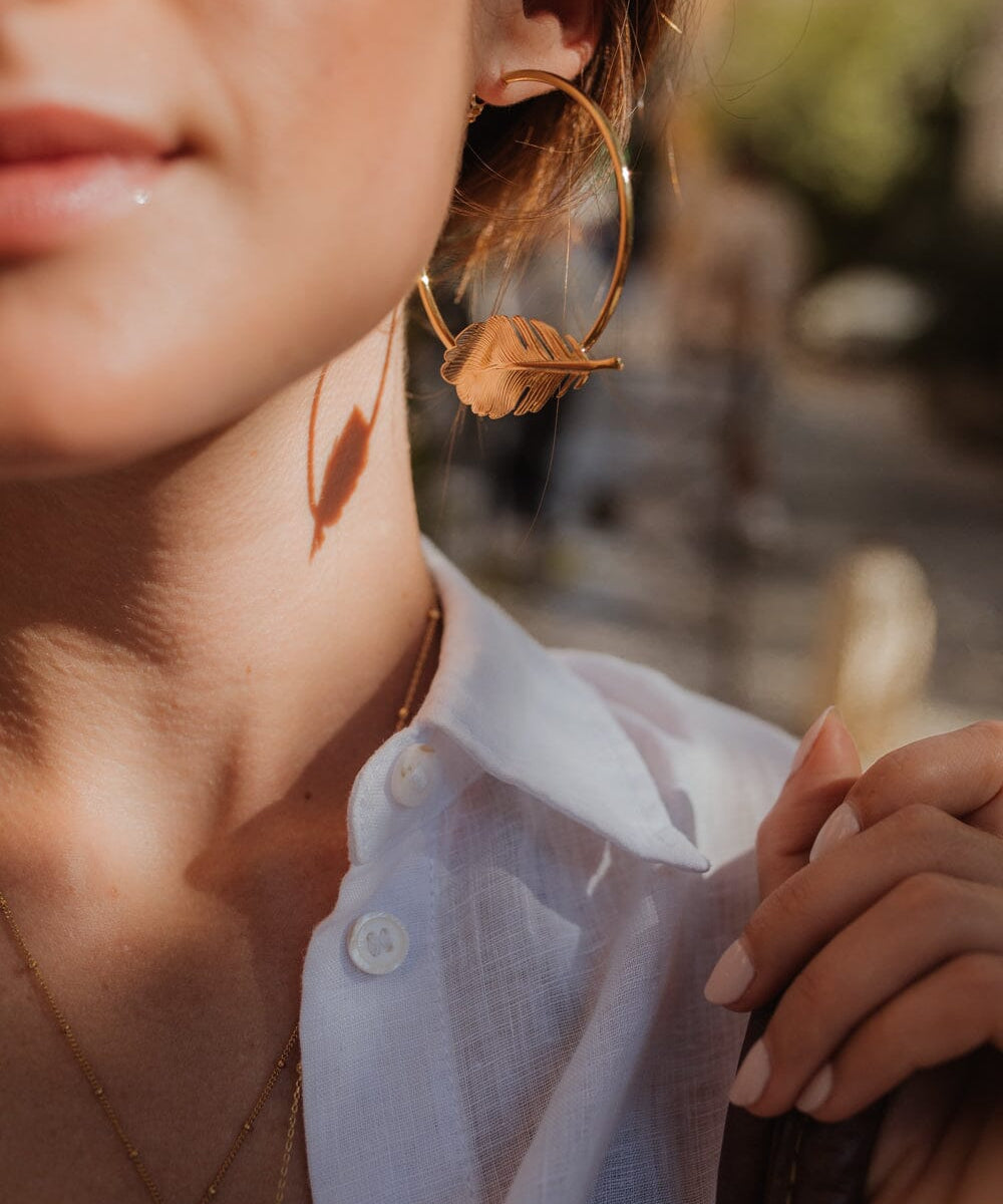 Créoles Zéphyr Argent Feuilles Boucles d'Oreilles Monsieur Simone