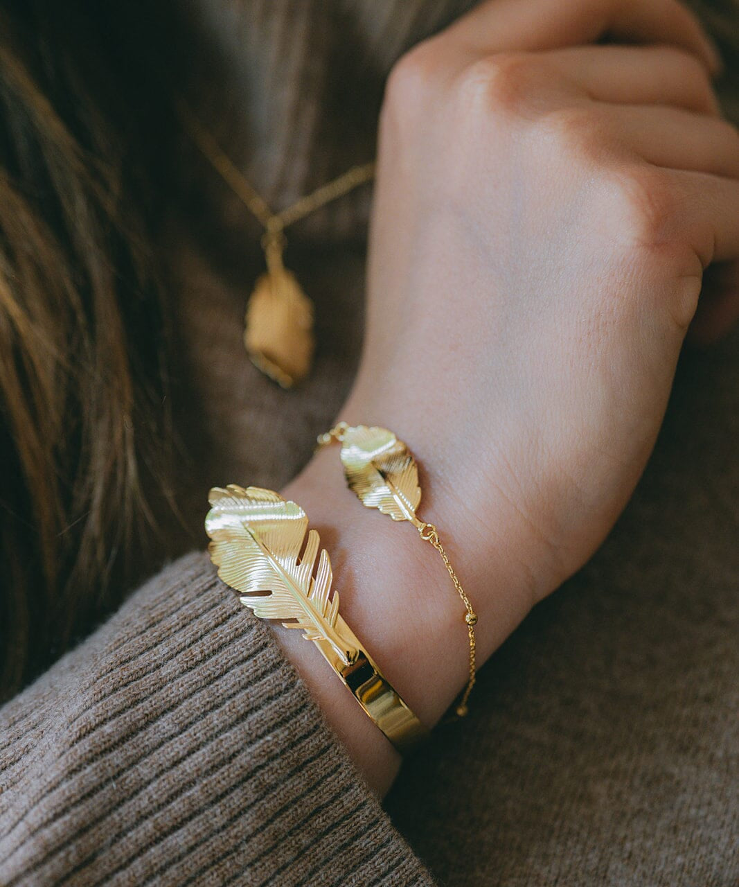 Jonc Zéphyr Argent Feuille Bracelets Monsieur Simone