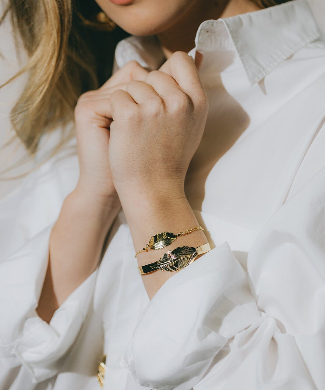 Jonc Zéphyr Or Feuille Bracelets Monsieur Simone