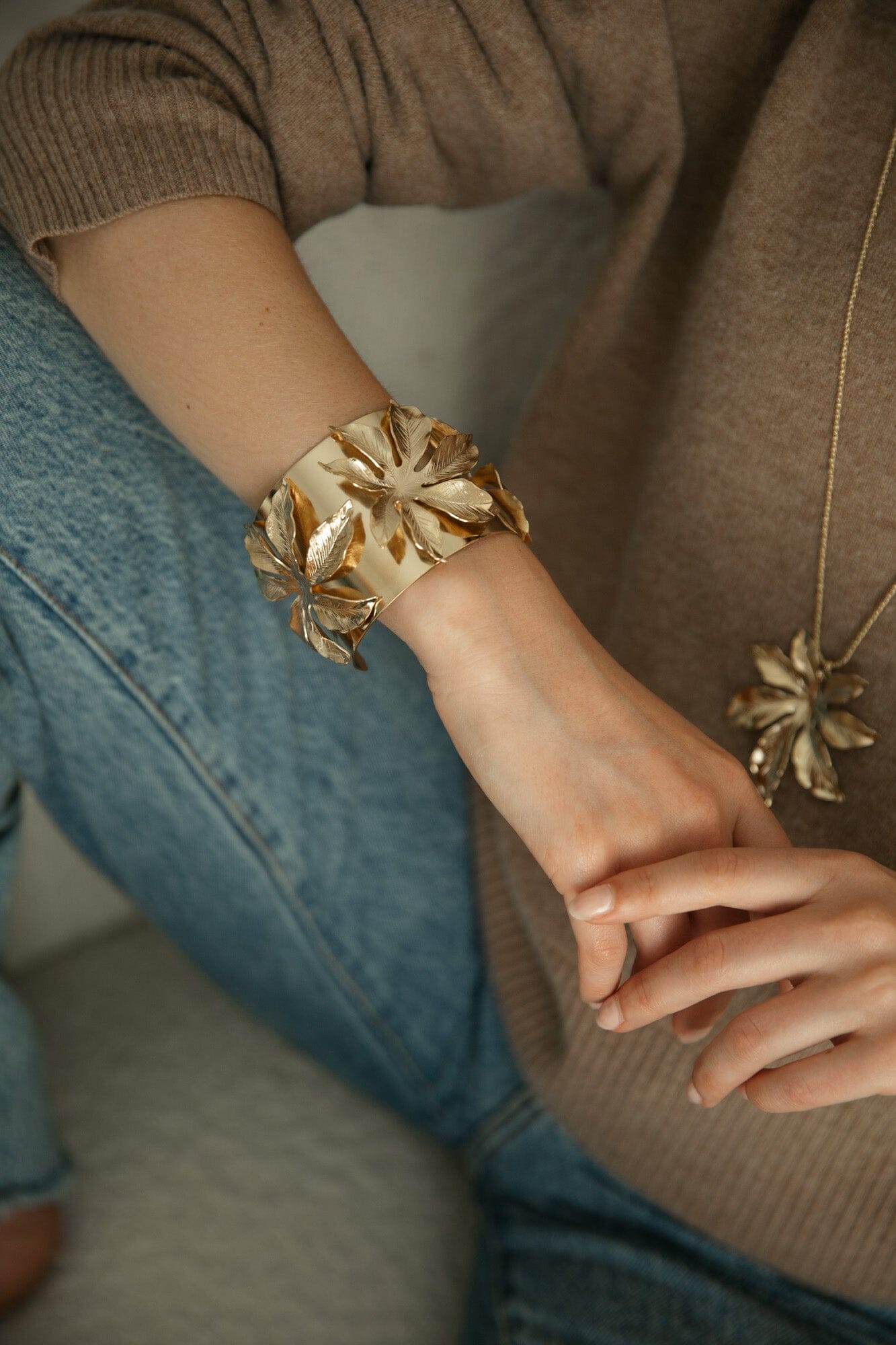 Manchette Chloris Argent Fleurs Bracelets Monsieur Simone