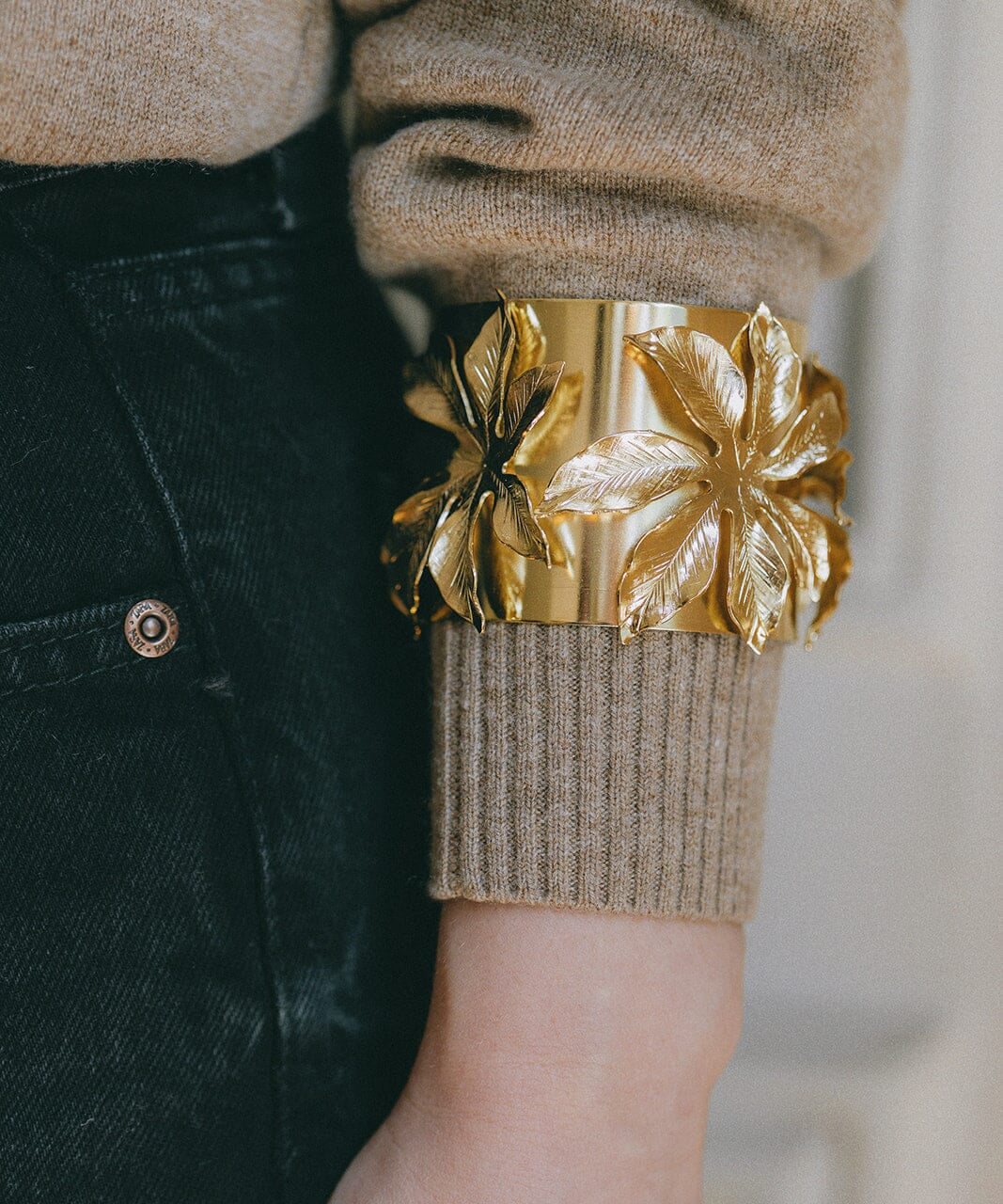 Manchette Chloris Or Fleurs Bracelets Monsieur Simone