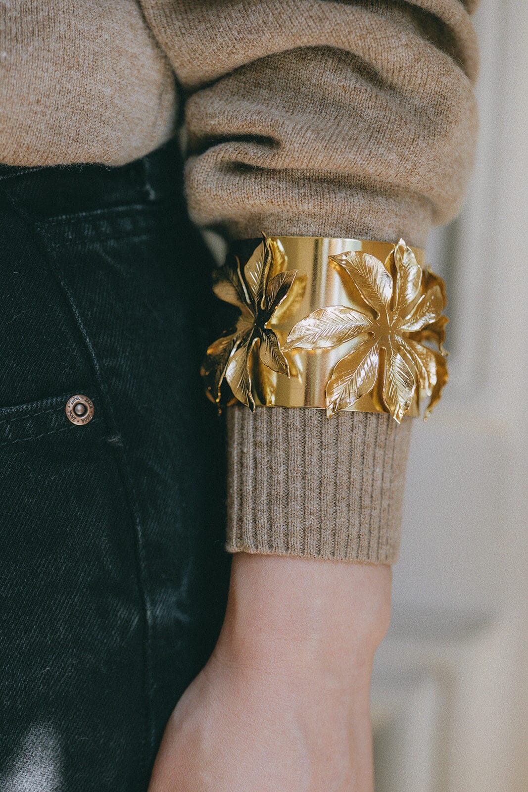 Manchette Chloris Or Fleurs Bracelets Monsieur Simone