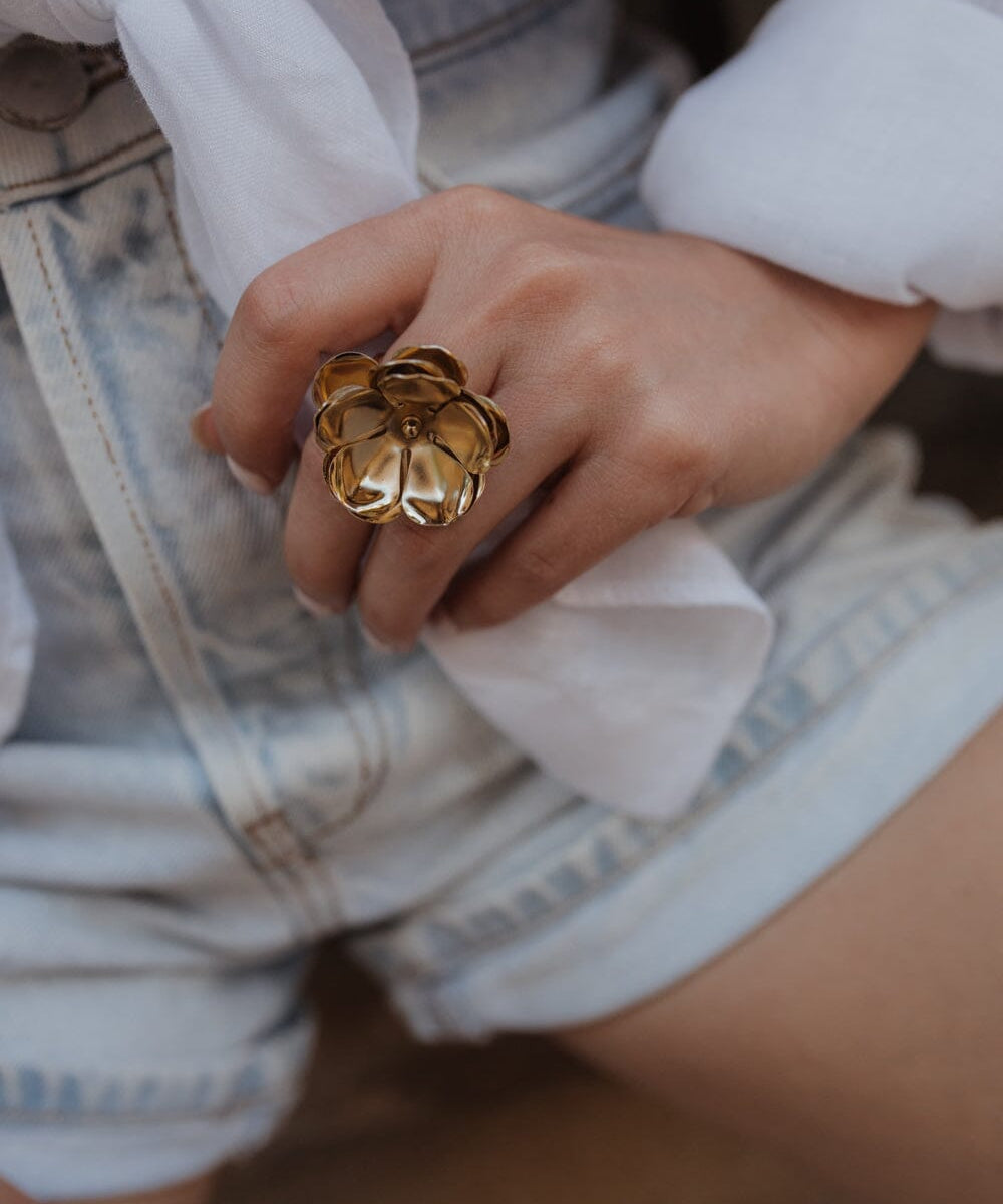Maxi Bague Aglaé Argent Fleur Ajustable Bagues Monsieur Simone